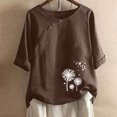 thumbnail image 1 of Workout Tops for Women Plus Size Oversized Crew Neck Linen Tops for Women Short Sleeve Cotton Blend Tee Shirts, 1 of 4