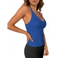 thumbnail image 1 of Workout Tops for Women Racerback Basic Tank Summer Camisole V Neck Slim Fit Ribbed Sleeveless Blue L, 1 of 7