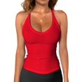thumbnail image 1 of Workout Tops for Women Racerback Basic Tank Summer Camisole V Neck Slim Fit Ribbed Sleeveless Red S, 1 of 5