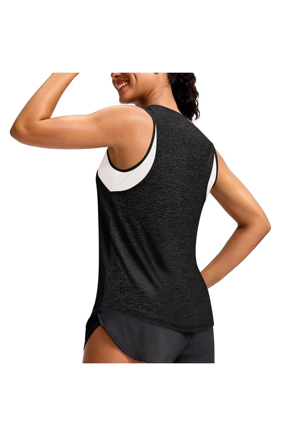 Workout Tops for Women Racerback Tank Top Sleeveless Athletic Running Tops Loose Gym Shirt Quick Dry Yoga Tank Black L(L)