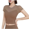 thumbnail image 1 of Workout Tops for Women Short Sleeve Athletic Tees Round Neck Yoga Running Tshirts Slim Fit Crop Shirts Activewea Summer Clearance, 1 of 5