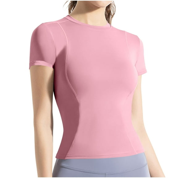 Workout Tops for Women Short Sleeve - Seamless Athletic Compression Tees Yoga T Shirts Soft Gym Clothes