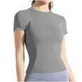 thumbnail image 1 of Workout Tops for Women Short Sleeve - Seamless Athletic Compression Tees Yoga T Shirts Soft Gym Clothes, 1 of 3