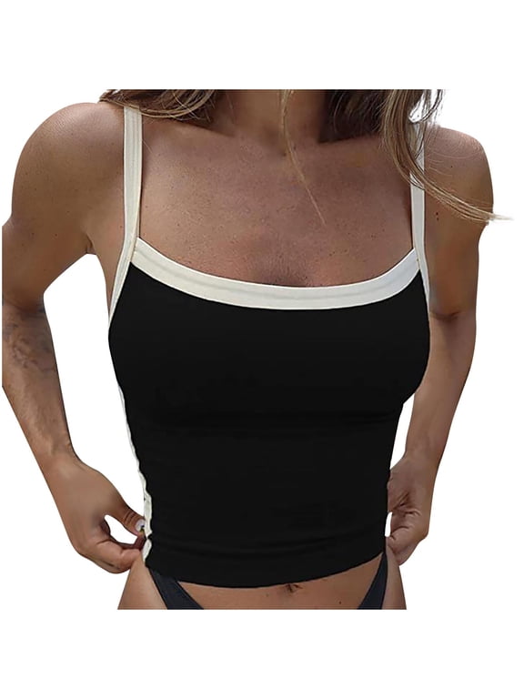 Workout Tops for Women Sports Casual Square Neck Sleeveless Slim Fitted Basic Crop Tank Top Teen Girls Cami Shirts