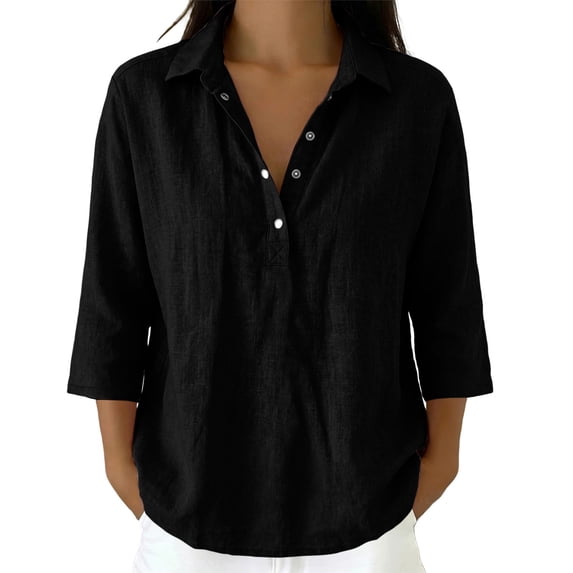 Workout Tops for Women Stand Collar Solid Button Front Loose Casual Shirt Cute Summer Tops