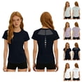 thumbnail image 1 of Workout Tops for Women Summer Short Sleeve Crewneck Slim Fit Quick Dry Mesh Athletic Running T Shirts Gym Yoga Hiking Shirt, 1 of 5