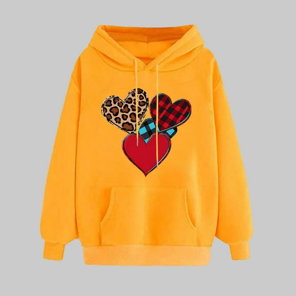 Workout Tops for Women Viikei Womens Sweatshirts Crew Neck,Women's Print Winter Hoodie Pullover Tops Long Sleeved Comfortable Sweatshirt Yellow S