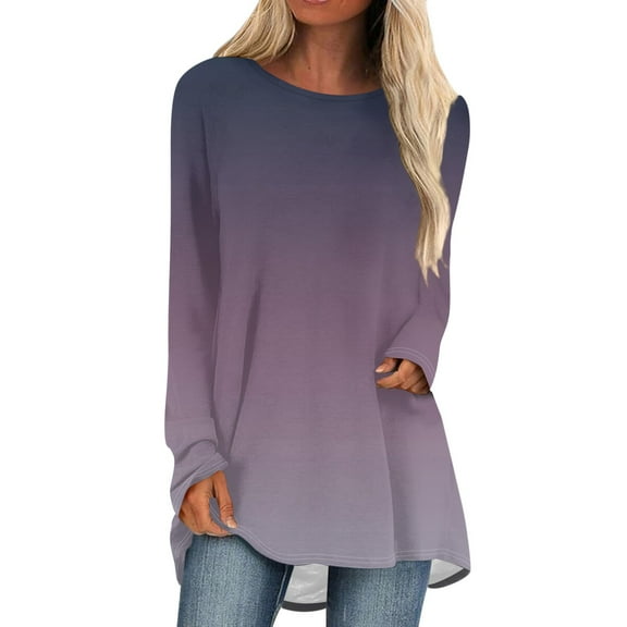 Workout Tops for Women Women's Autumn And Winter Long Sleeved O-neck Casual Long Loose T-shirt Top