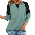 thumbnail image 1 of Workout Tops for Women Women's Clothing Stitching Long Sleeve Round Neck Pullover Top Women's Style, 1 of 5