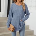 thumbnail image 1 of Workout Tops for Women Women's Fashion Casual Solid Color Round Neck Long Sleeve Loose Pullover Top, 1 of 5