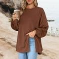 thumbnail image 1 of Workout Tops for Women Women's Fashion Square Neck Button Split T-Shirt Loose Solid Color Long Sleeve Top, 1 of 5