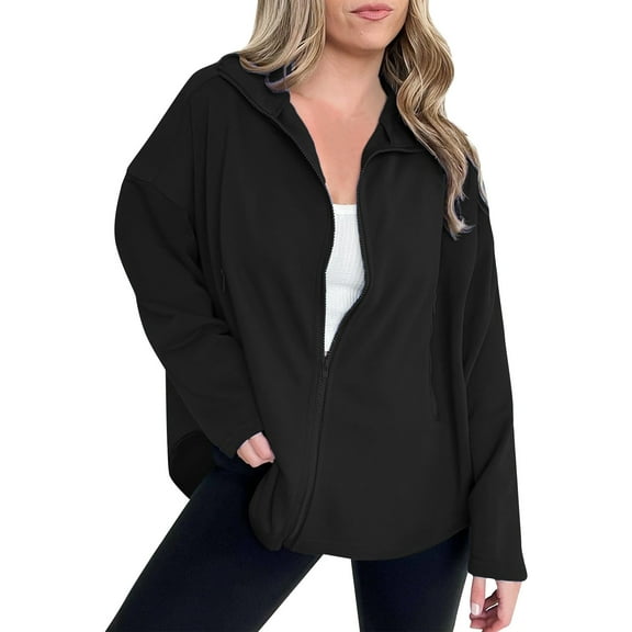Workout Tops for Women Womens Zip Up Hoodies Long Sleeve Fall Oversized Sweatshirts Jacket With Pockets Fashion Clothes Hoodies