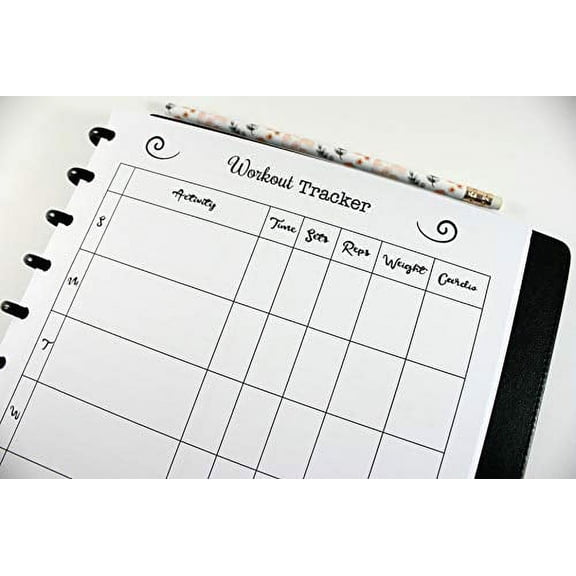 Workout Tracker, Fitness Inserts for 11 Disc Planners