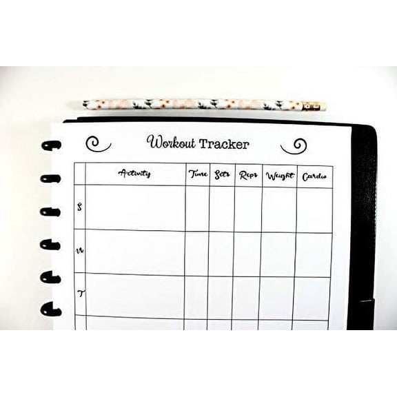 Workout Tracker, Fitness Inserts for 11 Disc Planners