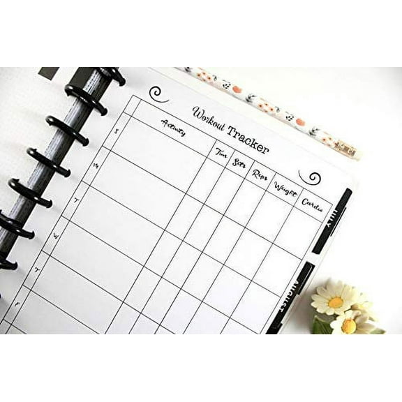 Workout Tracker, Fitness Inserts for 9 Disc Happy Planners
