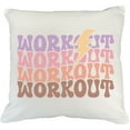 thumbnail image 1 of Workout Word with Lightning & Groovy Text Art, Work Out Merch Gift, White Pillow Case 18X18 IN, 1 of 1