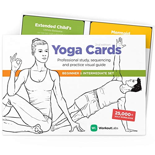 WorkoutLabs Yoga Cards I & II - Complete Set: Professional Study, Class Sequencing & Practice Guide Plastic Sanskrit Yoga Flash Cards / Yoga Deck for Women and Men