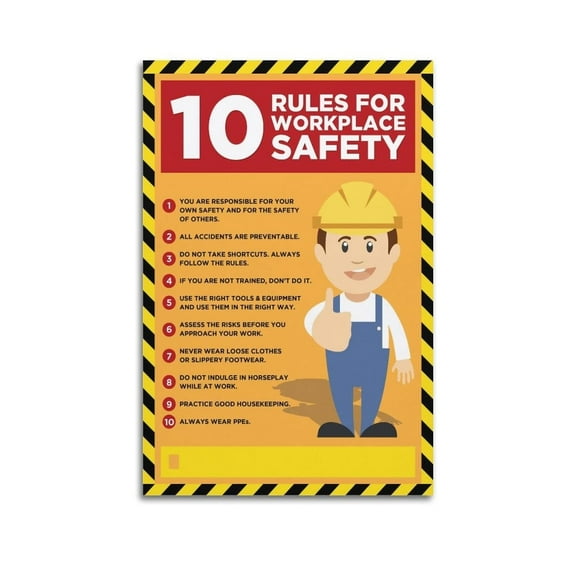 Workplace Safety Posters 10 Rules Canvas Painting Poster Poster for Room Aesthetic Posters & Prints on Canvas Wall Art Poster for Room