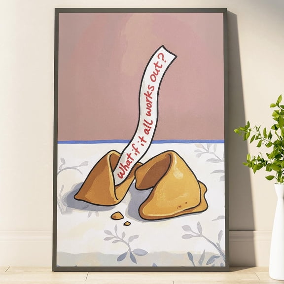 What If It All Works Out Fortune Cookie Poster Retro Poster Motivational Inspo Quote Wall Pop Art Hand Drawn Dorm Wall Decor For Her, Unframed Poster Size 8x12 F03.1.21l536