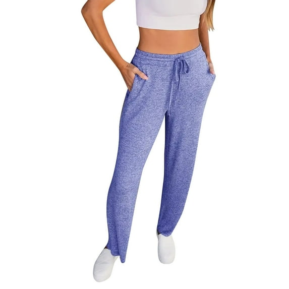 Works Women'S Jogger Pants Solid Color Pockets Loose High Waist Casual Sweatpants