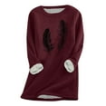 thumbnail image 1 of Works Women Women Casual Print Shirt Thick Sweatshirt Winter Round Neck Warm Soft Fashion Underwear Top Dark Crop Sweatshirt S, 1 of 5