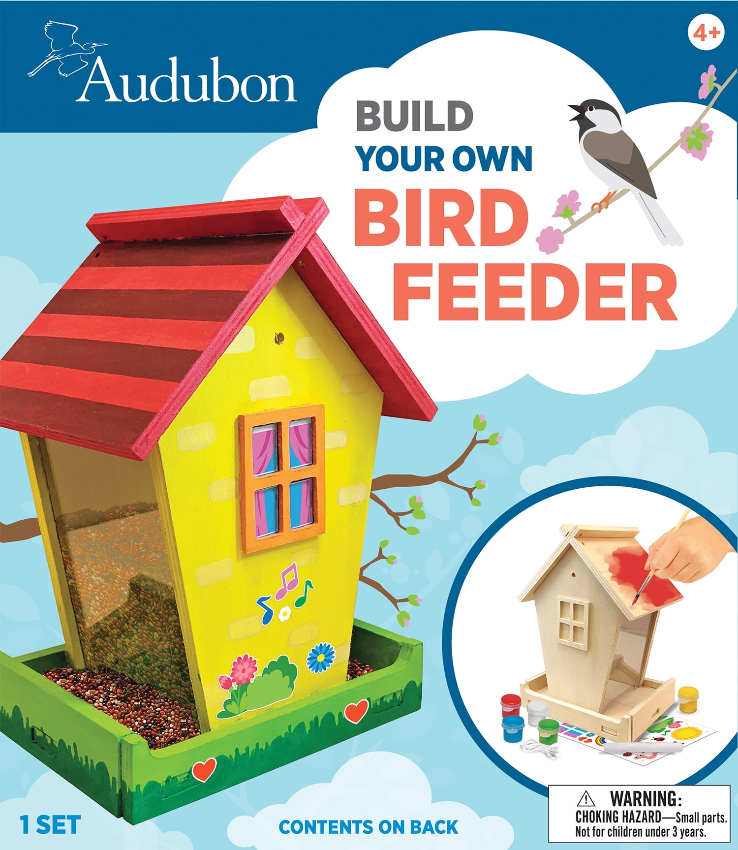 Colorful Wooden Bird Feeder Craft Kit with Acrylic Paints