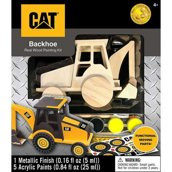 Works of Ahhh Craft Set - Caterpillar Backhoe Wood Paint Kit for Kids & Adults, DIY Art Project