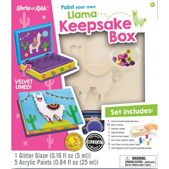 Works of Ahhh Craft Set - Llama Keepsake Box Classic Wood Paint Kit