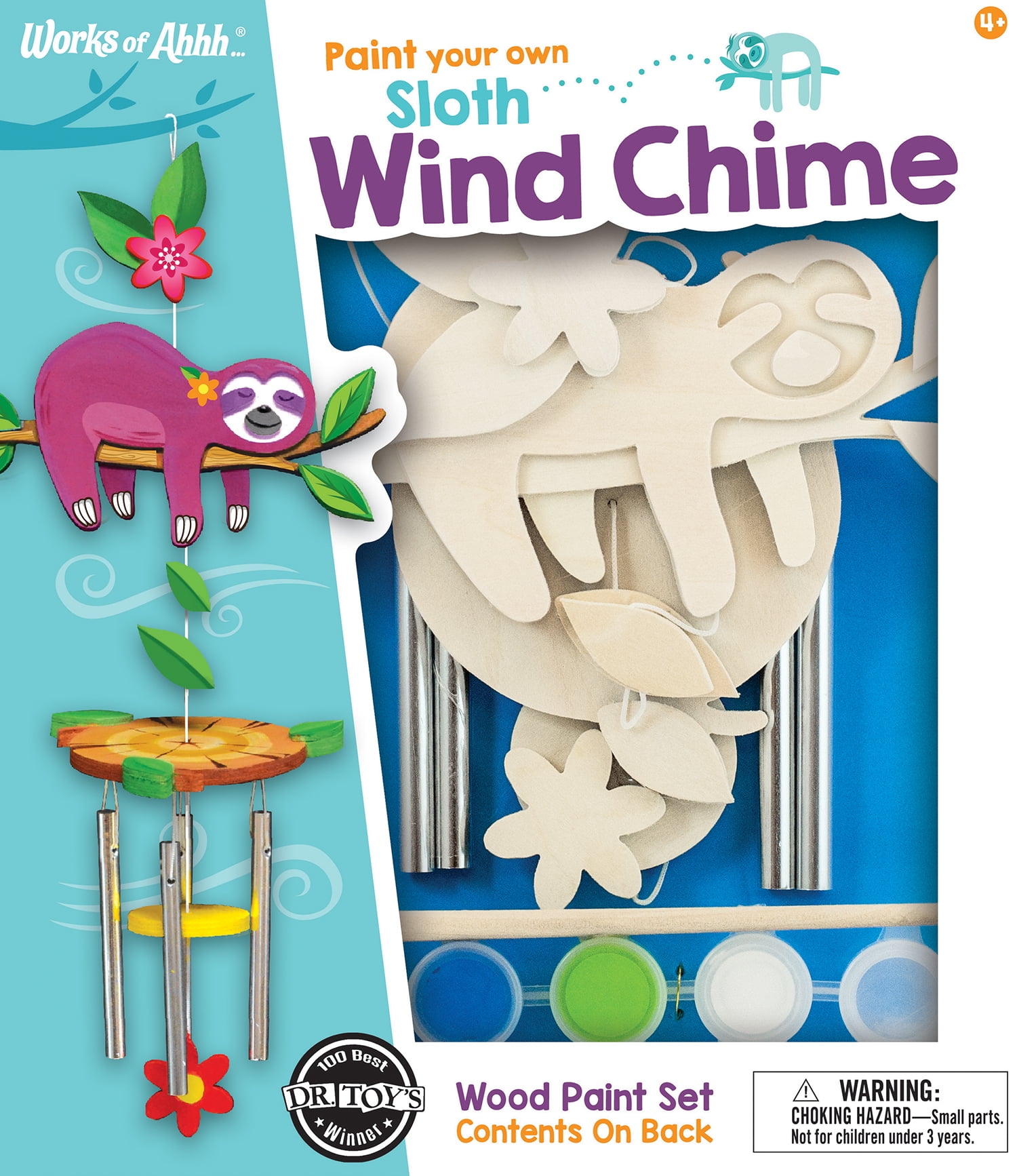 Sloth Wind Chime Wood Paint Kit with Acrylic Paints