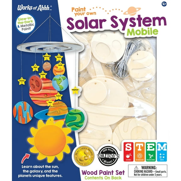 Works of Ahhh Craft Set - Solar System Mobile Classic Wood Paint Kit for Kids, Art & Craft Kit