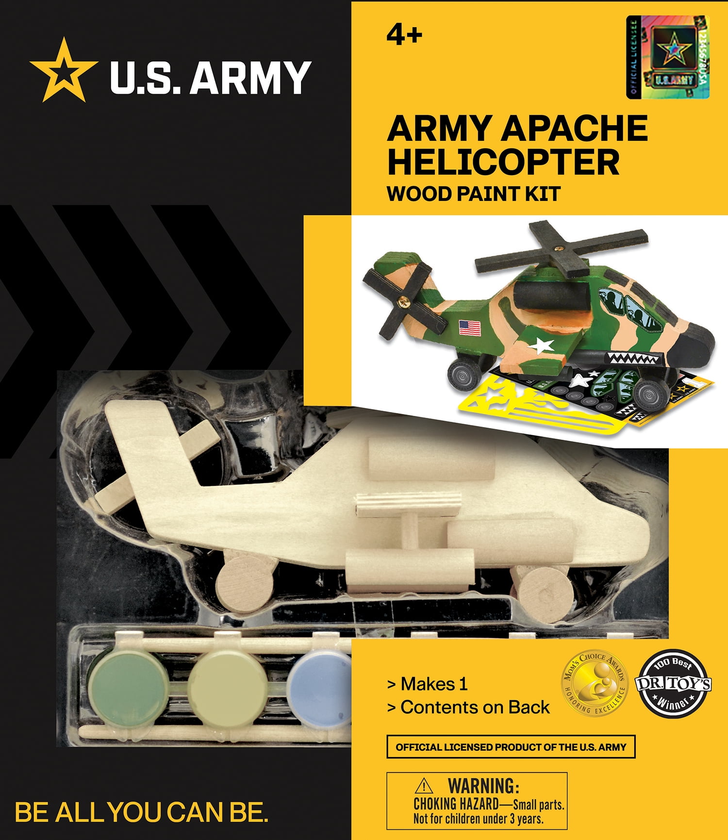 Army Apache Helicopter Wood Paint Kit for Kids