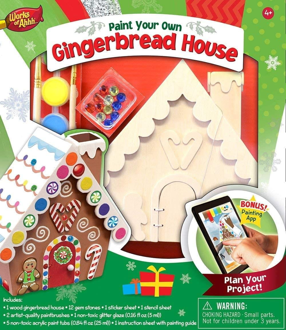 Works of Ahhh Holiday Craft Set - Gingerbread House Wood Paint Kit