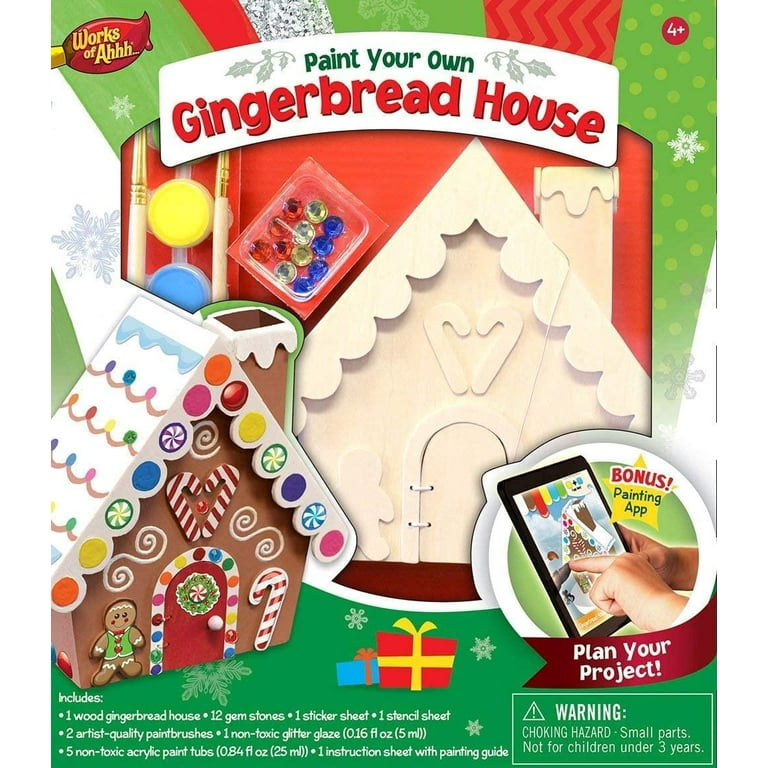 Works of Ahhh Holiday Craft Set - Gingerbread House Wood Paint Kit