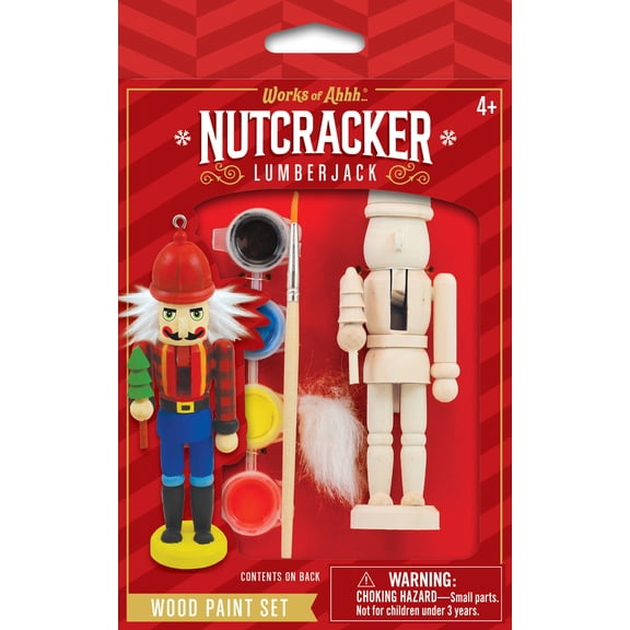 Works of Ahhh Holiday Craft Set - Nutcracker Lumberjack Ornament Wood Paint Kit