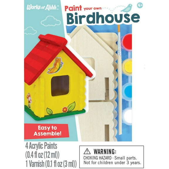 Works of Ahhh Mini Craft Set - Bird House Build & Paint Kit