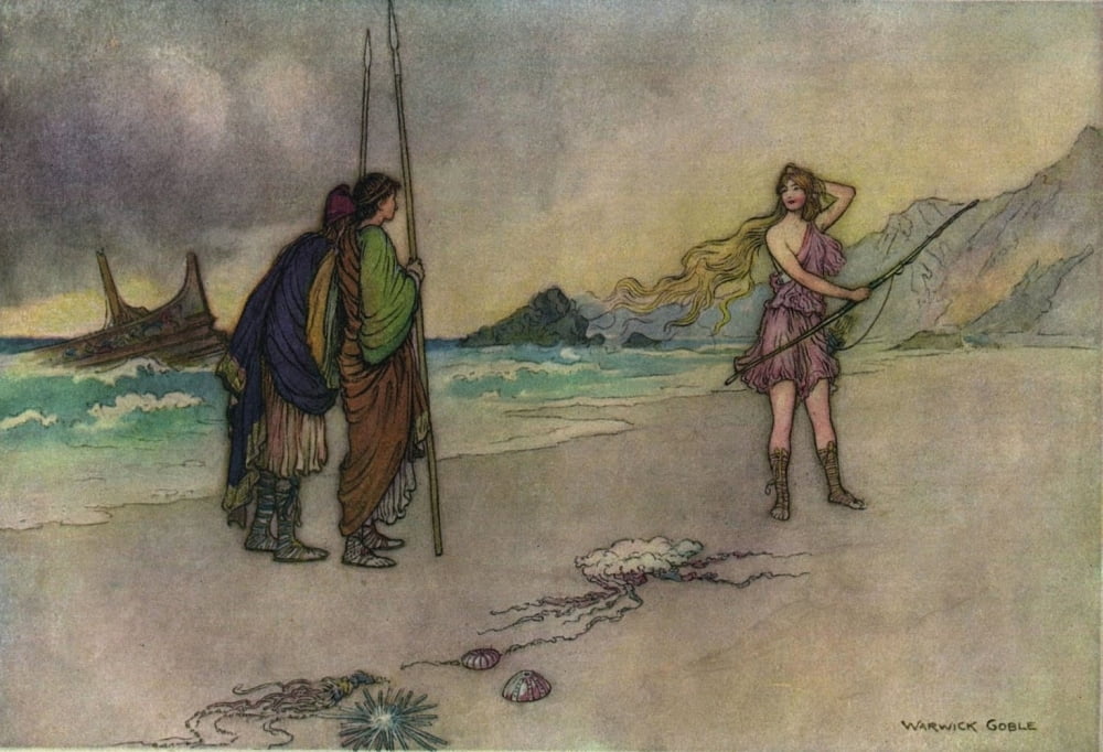 Works of Geoffrey Chaucer 1912 Aeneas & Achates meeting Venus Canvas Art - Warwick Goble (24 x 36)