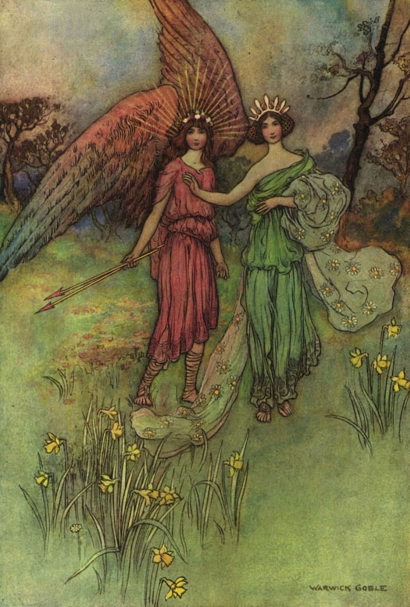 Works of Geoffrey Chaucer 1912 Alceste & the god of love Canvas Art - Warwick Goble (24 x 36)