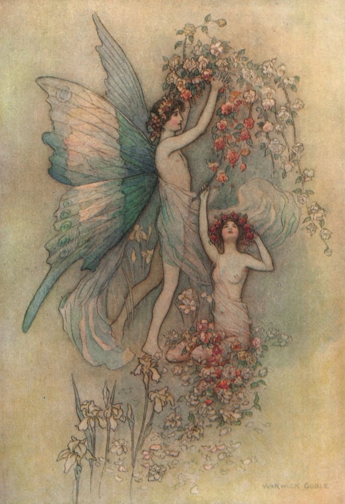 Works of Geoffrey Chaucer 1912 Flora & Zephyr Canvas Art - Warwick Goble (18 x 24)