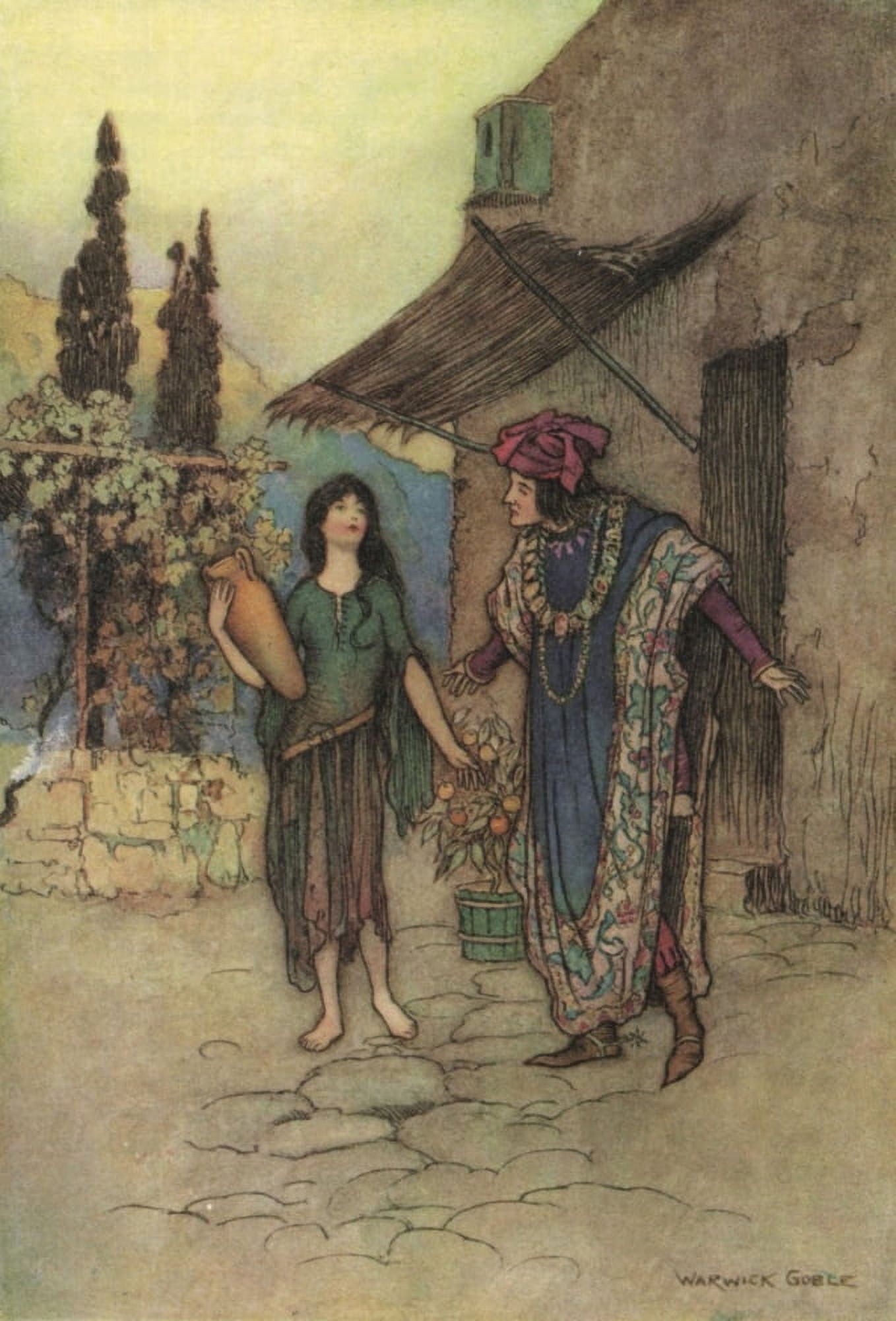 Works of Geoffrey Chaucer 1912 Griselda & the Duke Canvas Art - Warwick Goble (24 x 36)