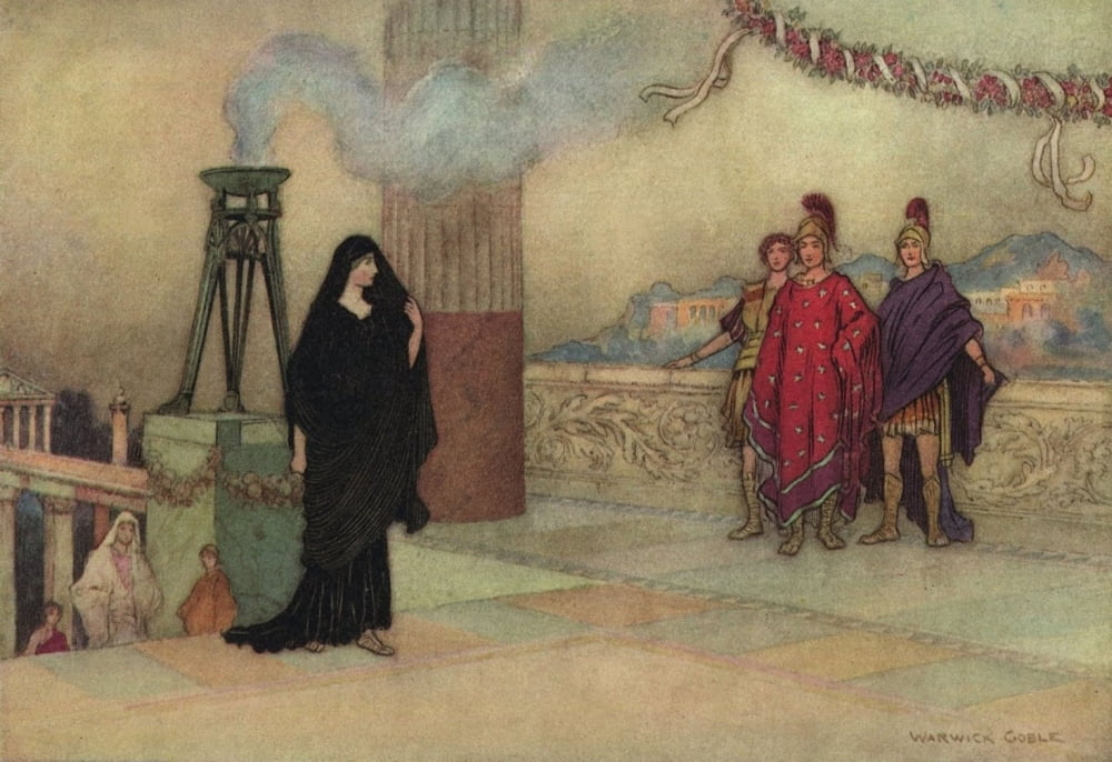 Works of Geoffrey Chaucer 1912 The first meeting Canvas Art - Warwick Goble (24 x 36)