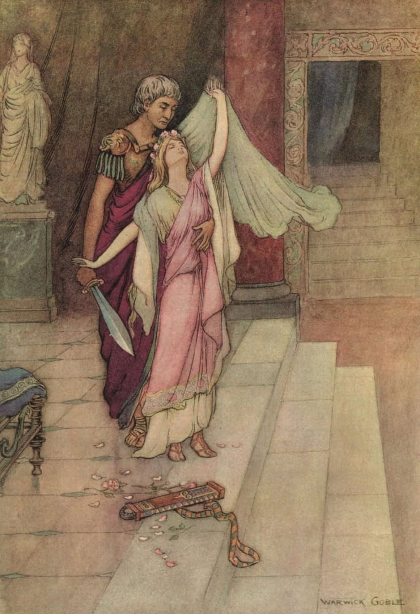 Works of Geoffrey Chaucer 1912 Virginius & Virginia Canvas Art - Warwick Goble (18 x 24)
