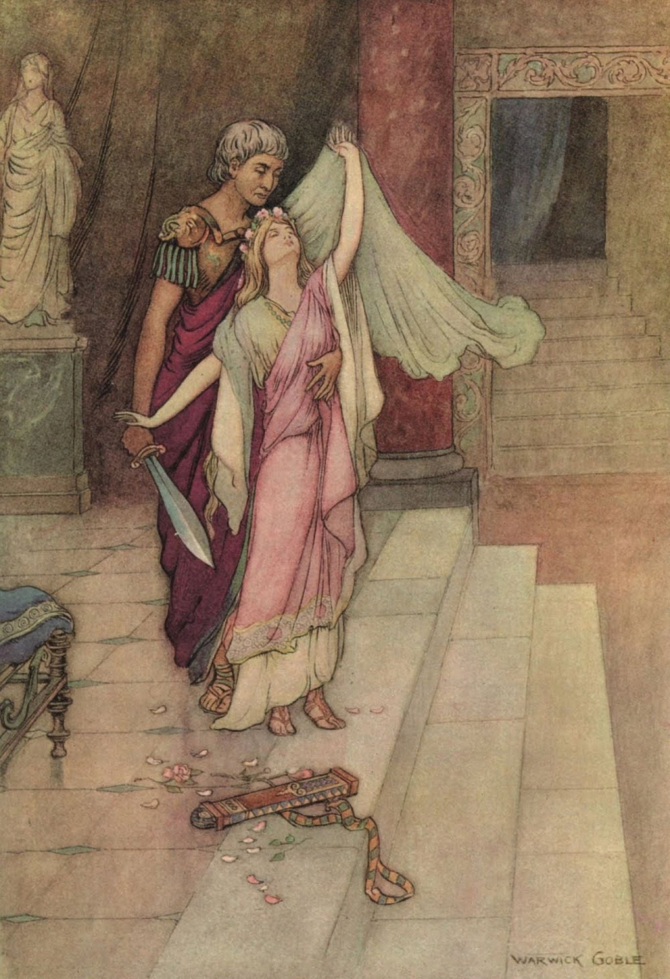 Works of Geoffrey Chaucer 1912 Virginius & Virginia Canvas Art - Warwick Goble (24 x 36)