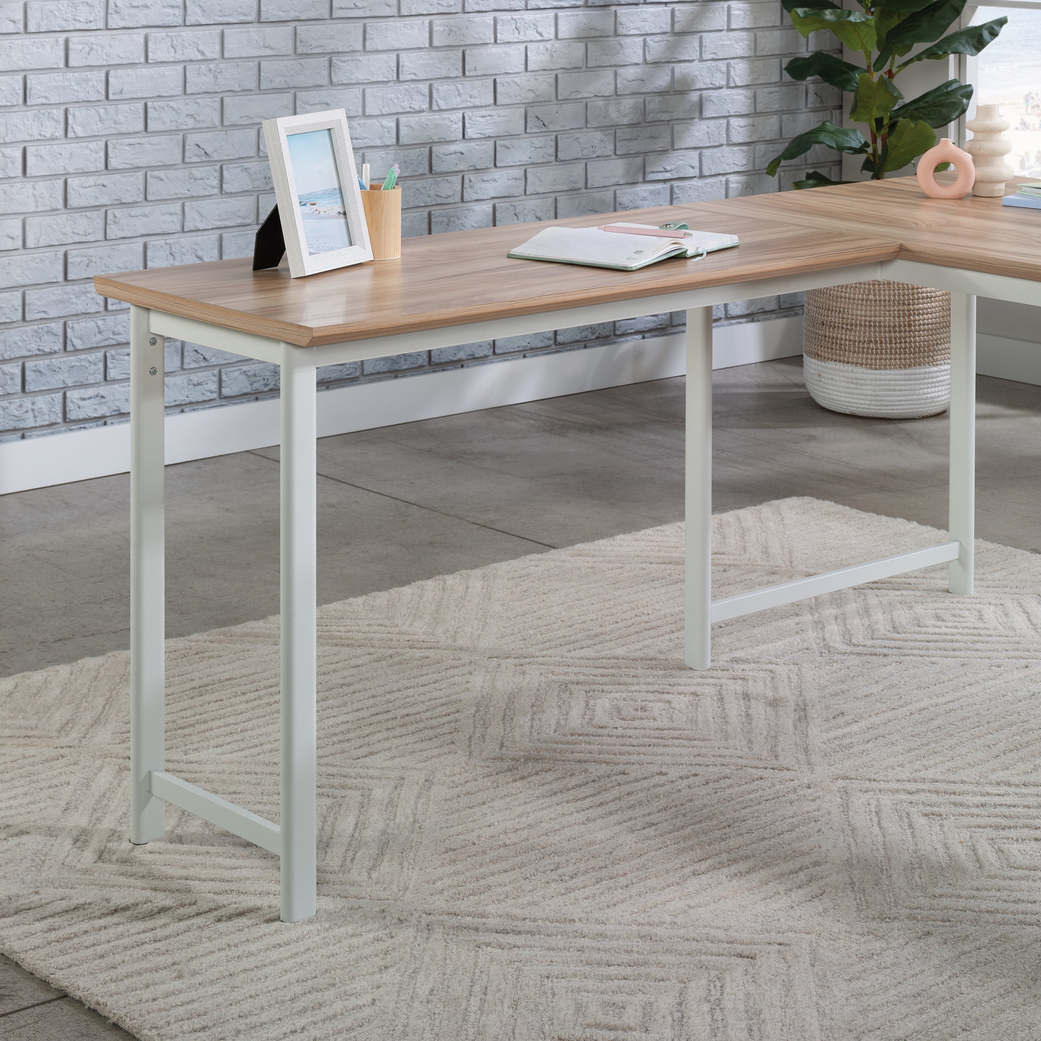 Kiln Acacia Brown Wood and Metal Desk Return