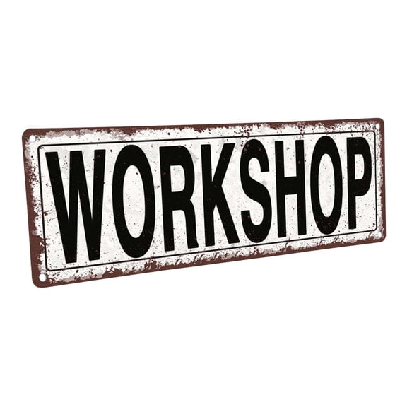 Workshop 4"x12" Metal Sign, Wall Décor for Home and Office