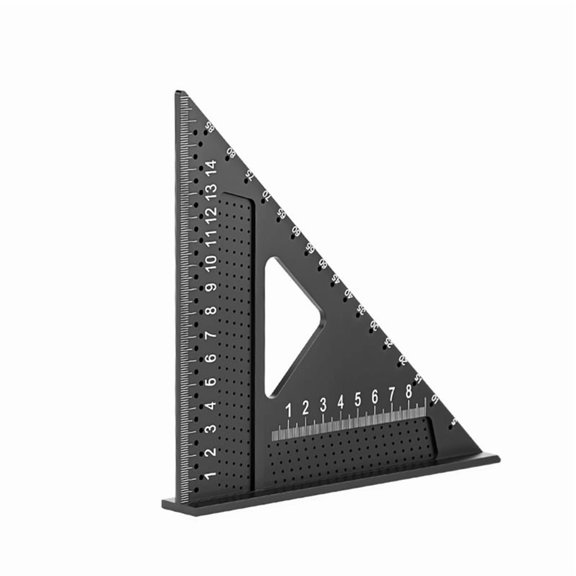 Workshop Aluminum Alloy Triangle Ruler with Clear Scale and Non-slip Base, 90/45 Degree Angles for Carpentry