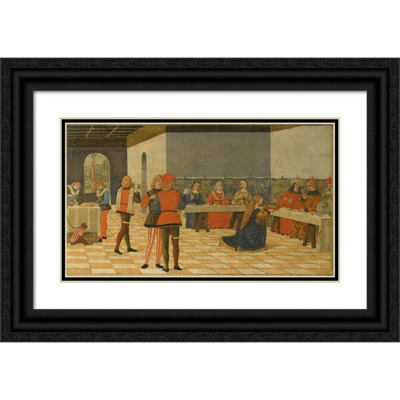 Workshop of the Erri Brothers 18x12 Black Ornate Wood Framed Double Matted Museum Art Print Titled - Salome Presenting the Head of St. John the Baptist to King Herod