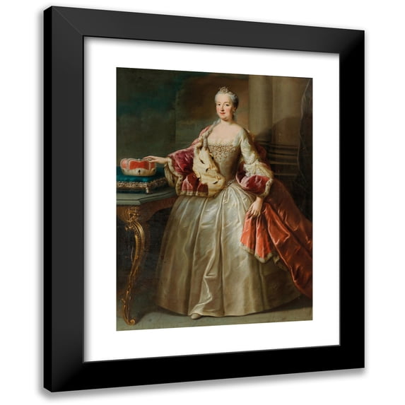 Workshop of Georges Desmarées 11x14 Black Modern Framed Museum Art Print Titled - Portrait of Maria Anna, Duchy of Bavaraia, Nozy Pripcess of Pralz- Sulzbach (1722-17290)