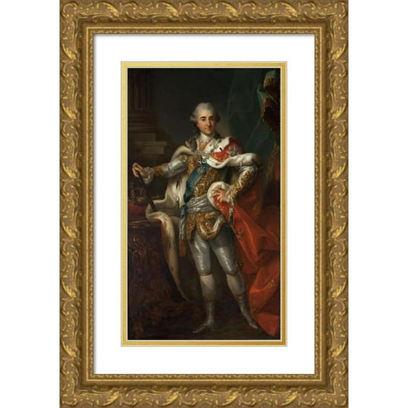 Workshop of Marcello Bacciarelli 10x14 Gold Ornate Wood Frame and Double Matted Museum Art Print Titled - Portrait of Stanisław August Poniatowski in the Coronation Costume (1768-71)