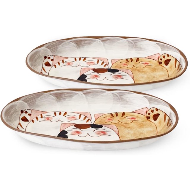 Sho 3 Kittens, Curry & Pasta Plate, Large, Pair, Hasami Ware