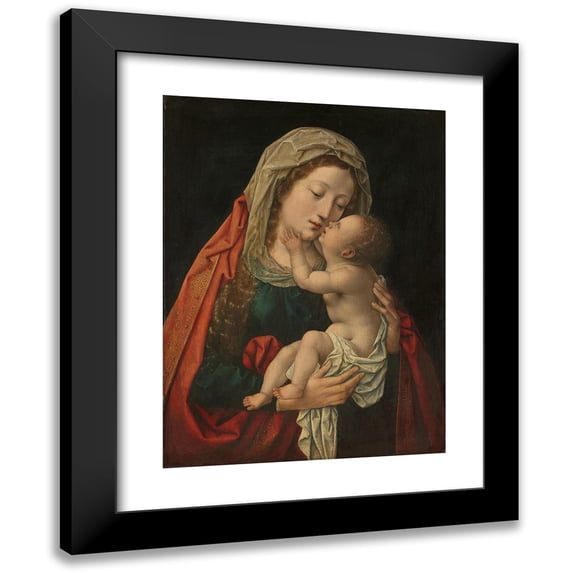 Workshop of Bernard van Orley 19x24 Black Modern Framed Museum Art Print Titled - The Virgin and Child (C. 1520 - C. 1530)